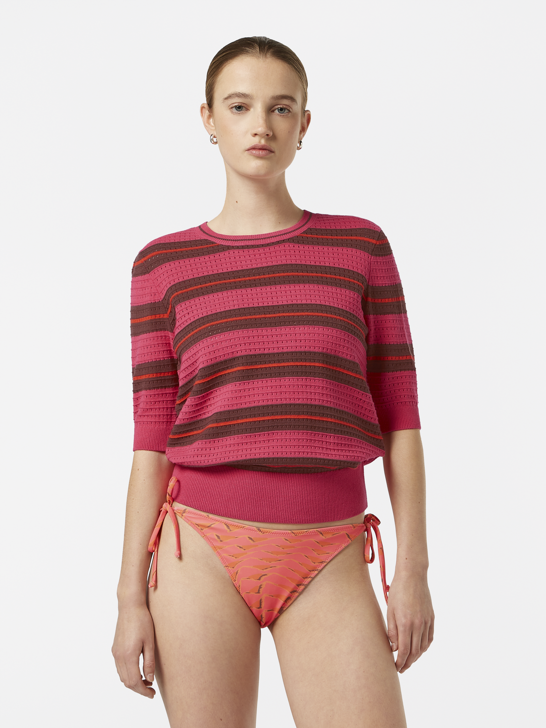 Pointelle Relaxed Short Sleeve Pullover
