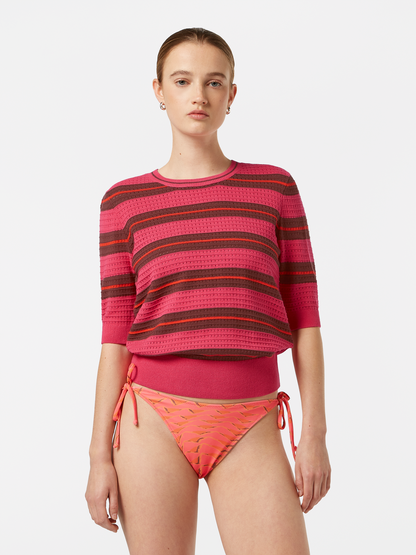 Pointelle Relaxed Short Sleeve Pullover