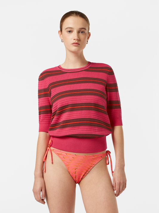 Pointelle Relaxed Short Sleeve Pullover