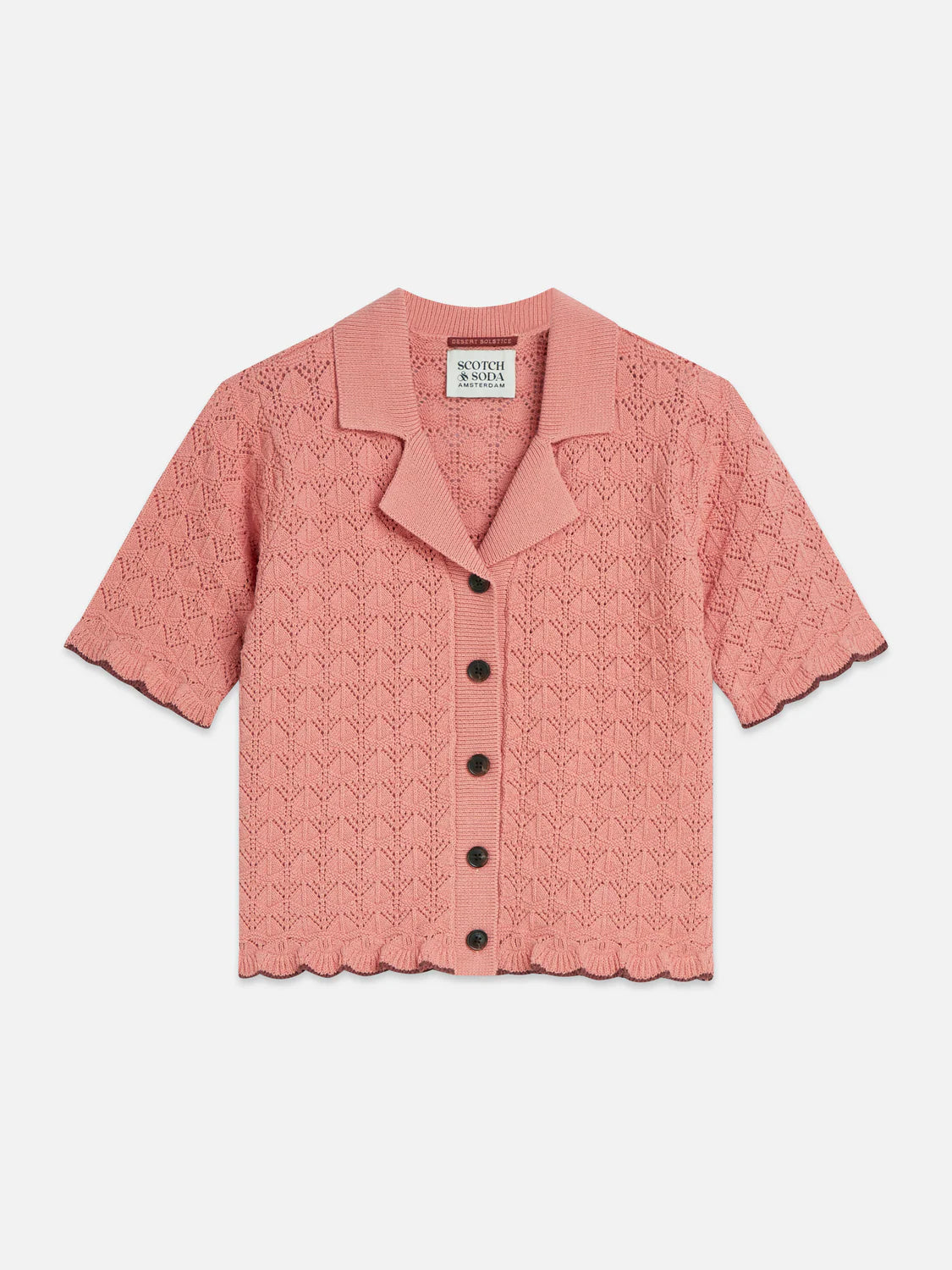 Pointelle Short Sleeve Cardigan