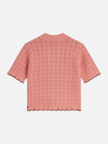 Pointelle Short Sleeve Cardigan