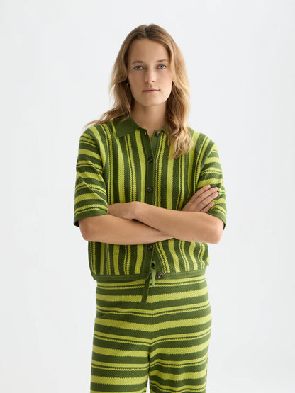 Textured Vertical Stripe Knitted Top