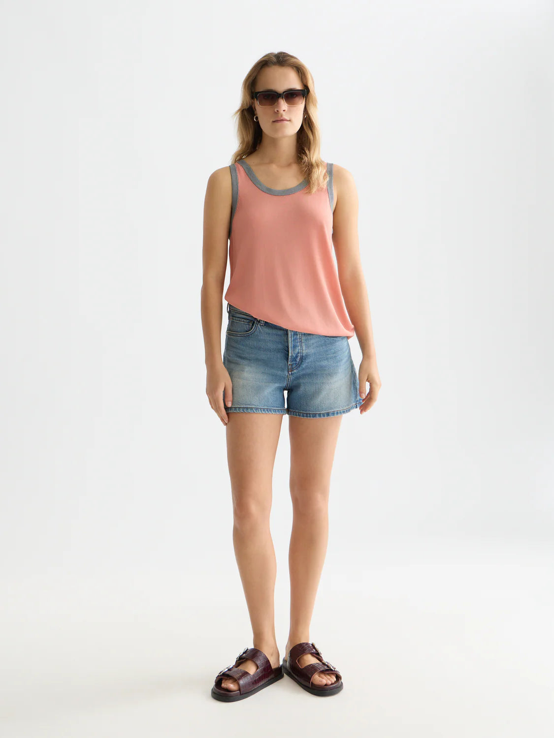 Stripe Trim Relaxed Knitted Vest