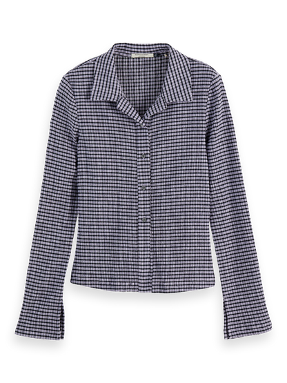 Gingham Button Up Long Sleeve Top