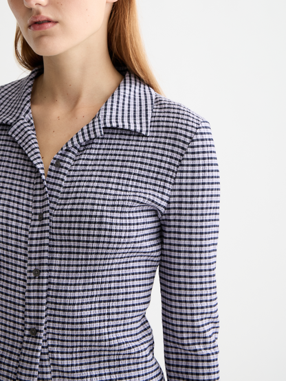 Gingham Button Up Long Sleeve Top