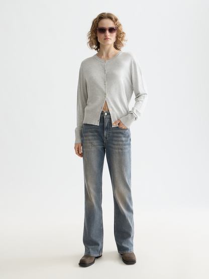 Crew Neck Relaxed Cardigan