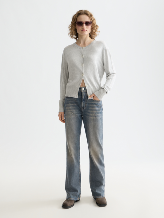 Crew Neck Relaxed Cardigan