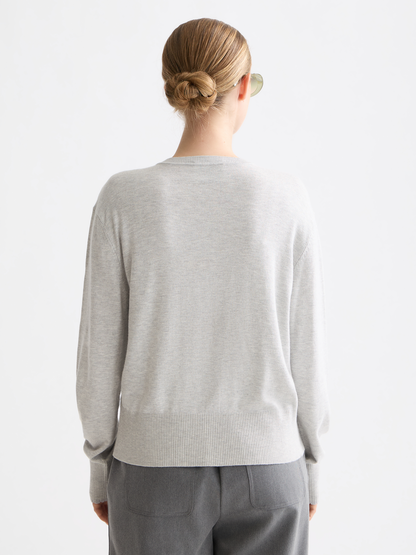 Crew Neck Relaxed Cardigan