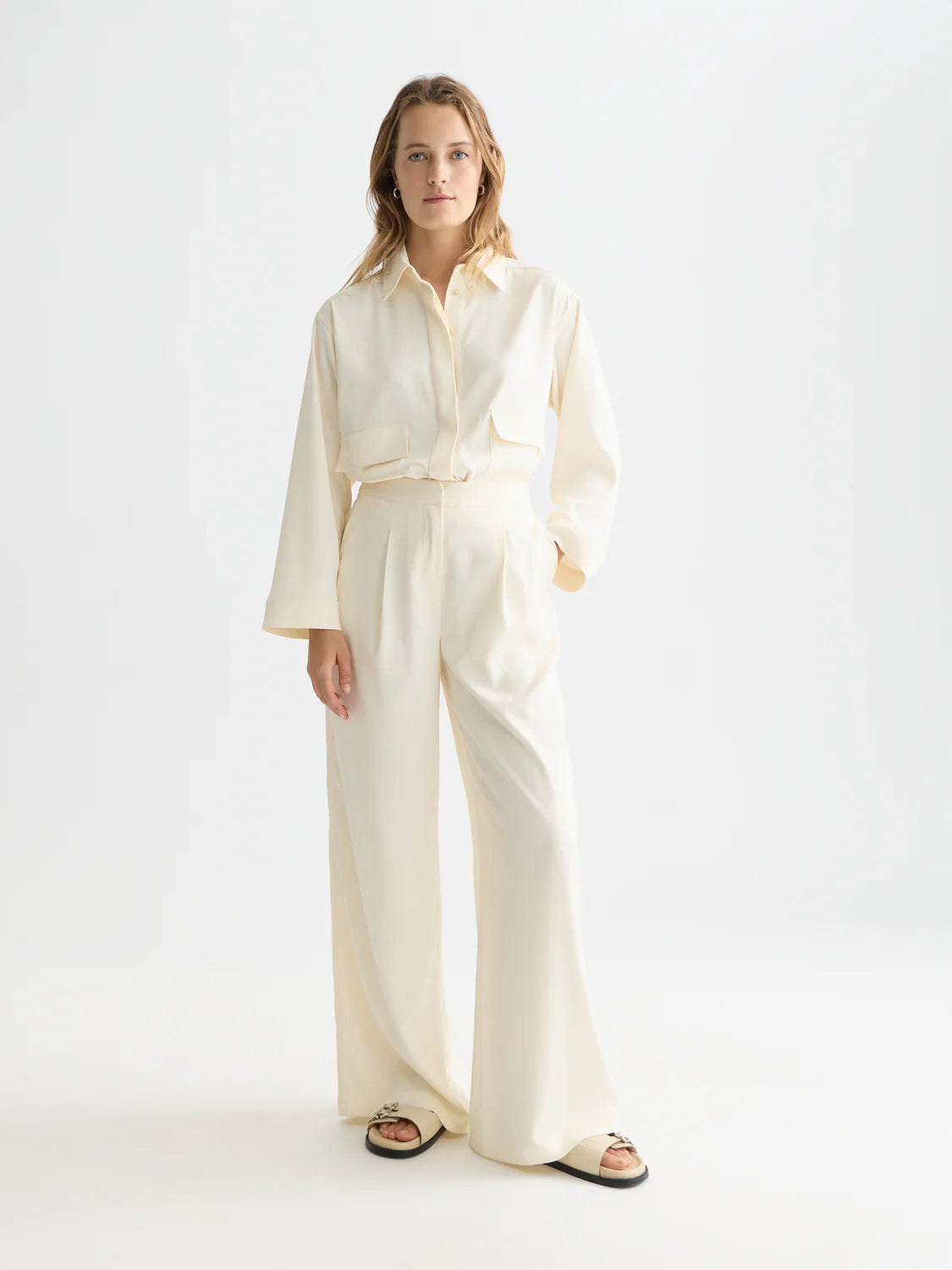 Eleni - Jaquard High Rise Wide Leg Pants