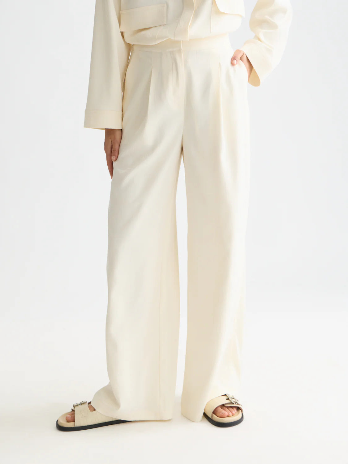 Eleni - Jaquard High Rise Wide Leg Pants
