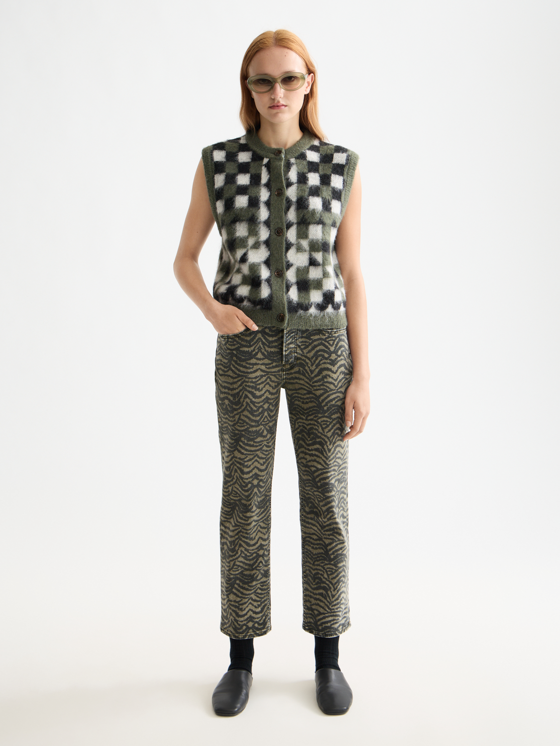 Printed Straight Leg Jean