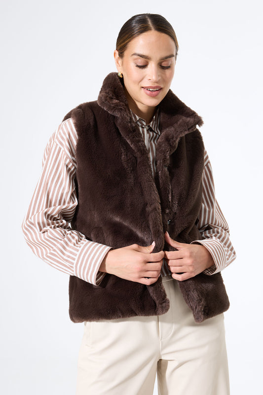 Brown Faux Fur Gilet