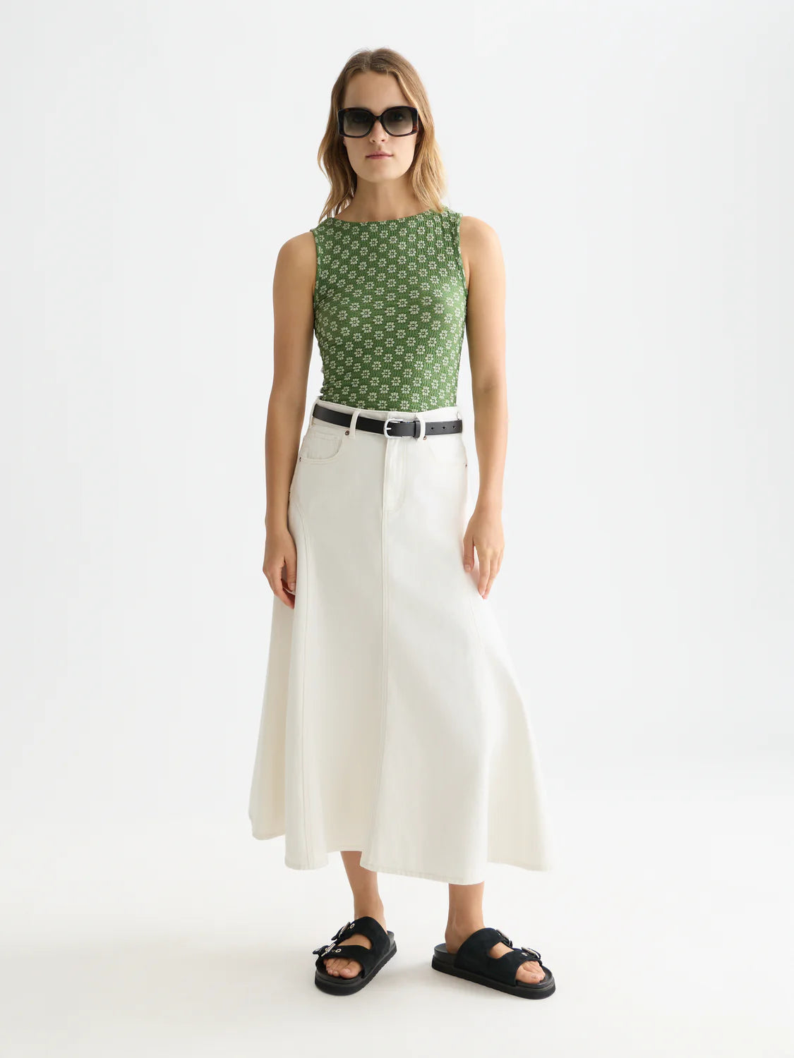 Structured Slash Neck Tank