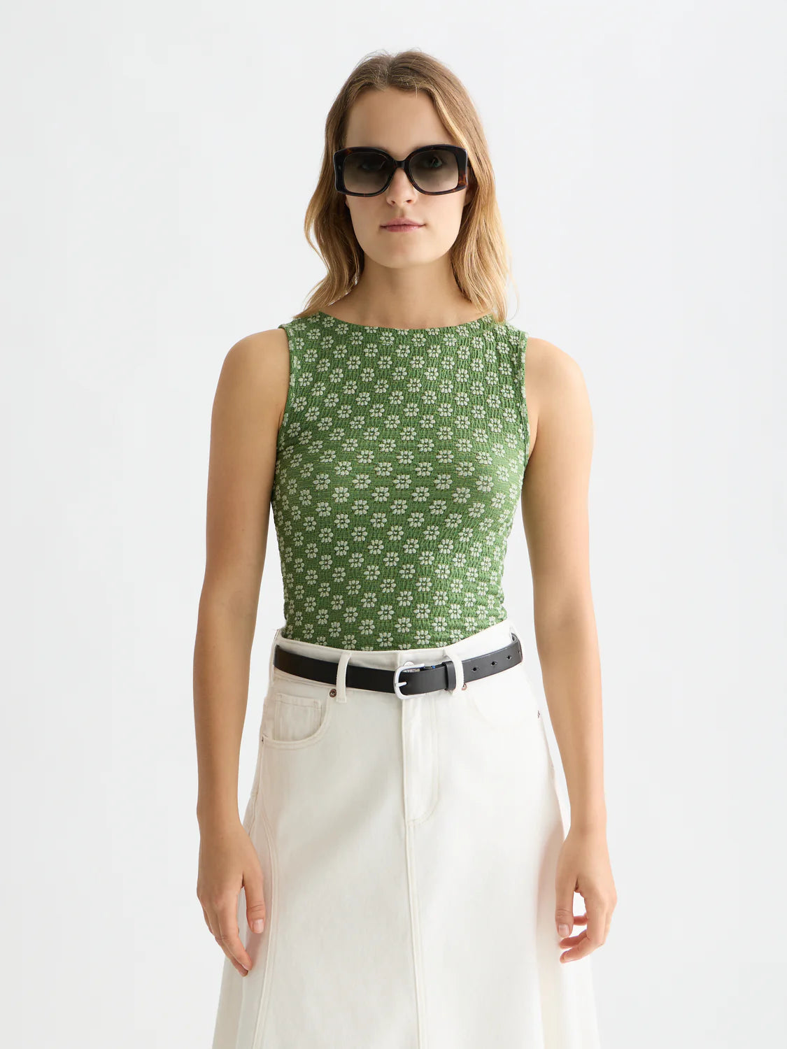Structured Slash Neck Tank