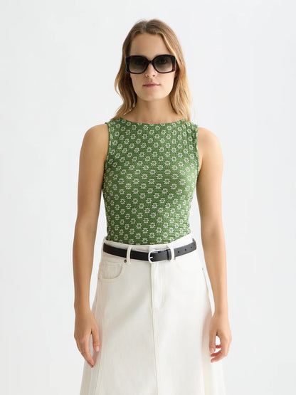 Structured Slash Neck Tank