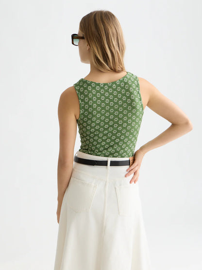 Structured Slash Neck Tank