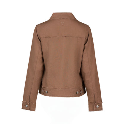 Pecan Linen Jacket with Frayed Seams