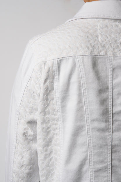 White Denim Jacket with Contrast Panels
