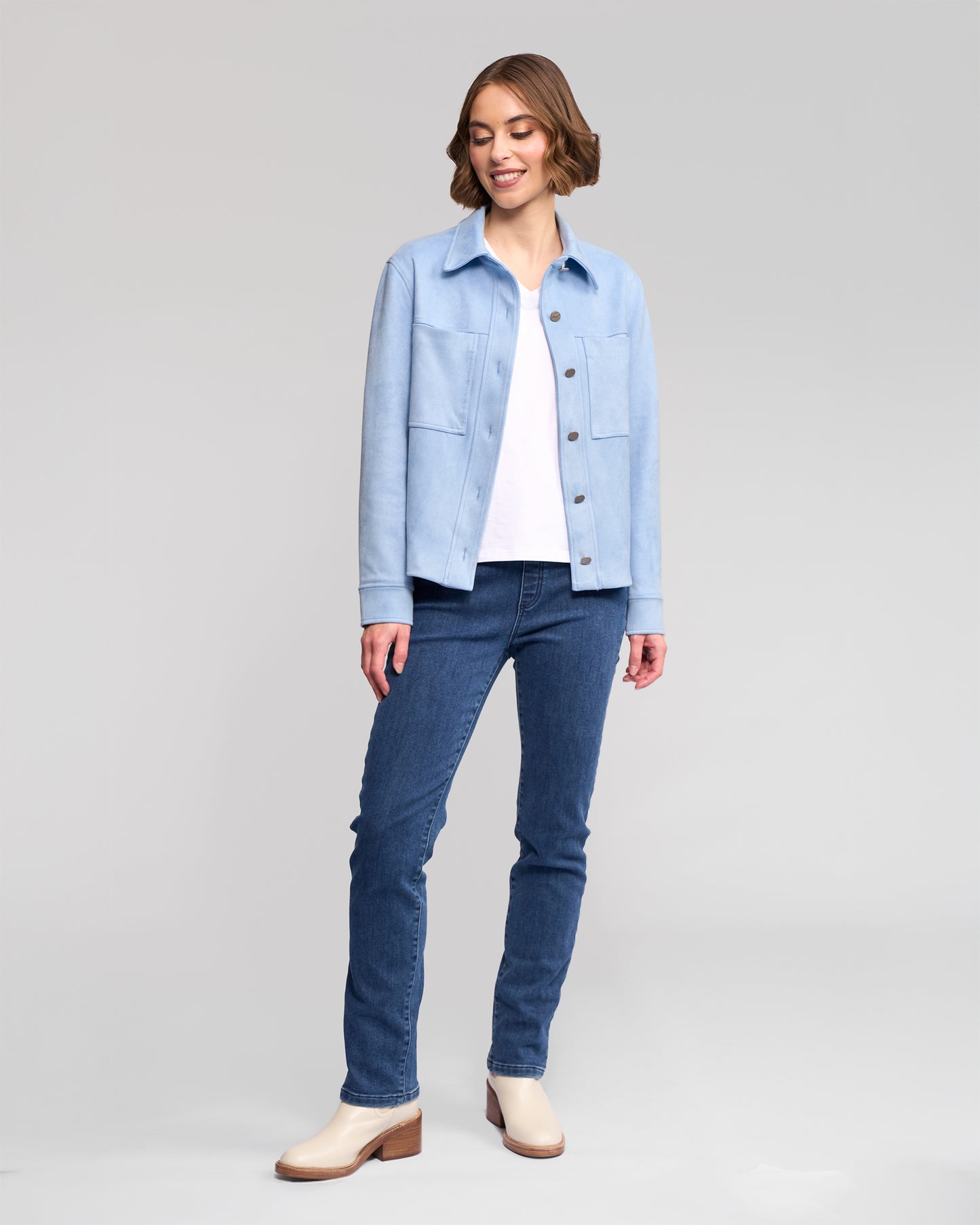 Sky Blue Guest Faux Suede Jacket