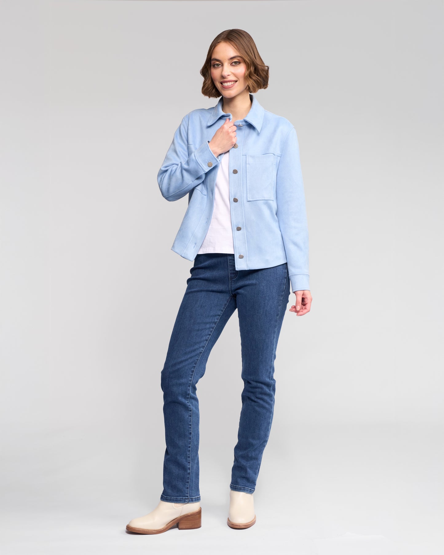 Sky Blue Guest Faux Suede Jacket