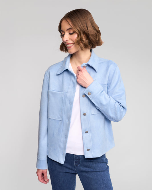 Sky Blue Guest Faux Suede Jacket