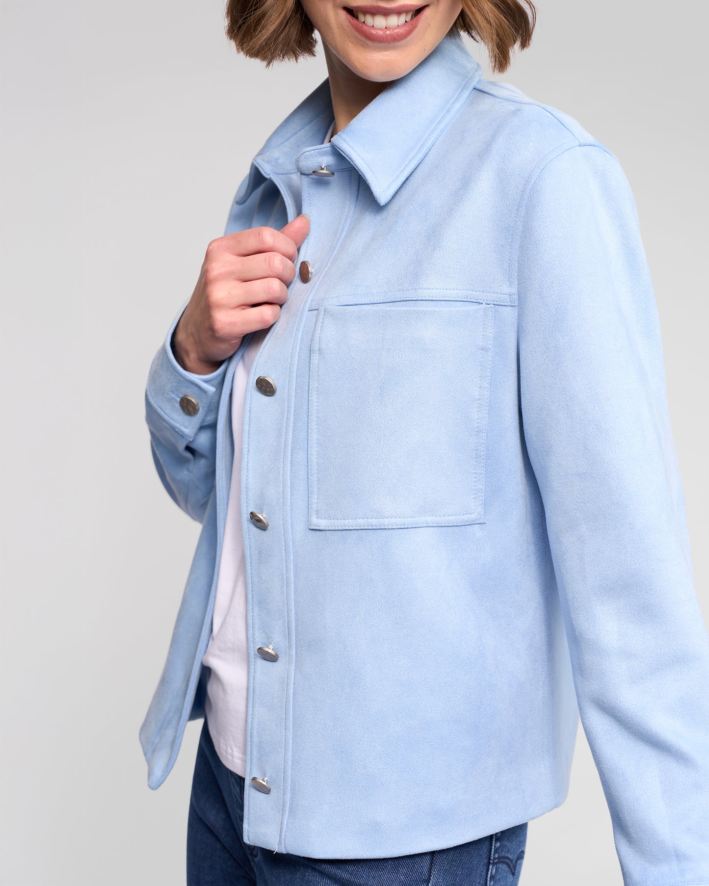 Sky Blue Guest Faux Suede Jacket