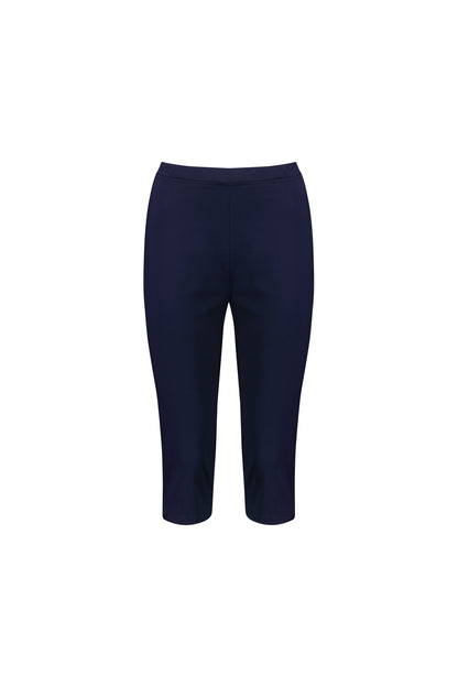 Navy Plain Skinny Leg 3/4 Length Lightweight Pull On