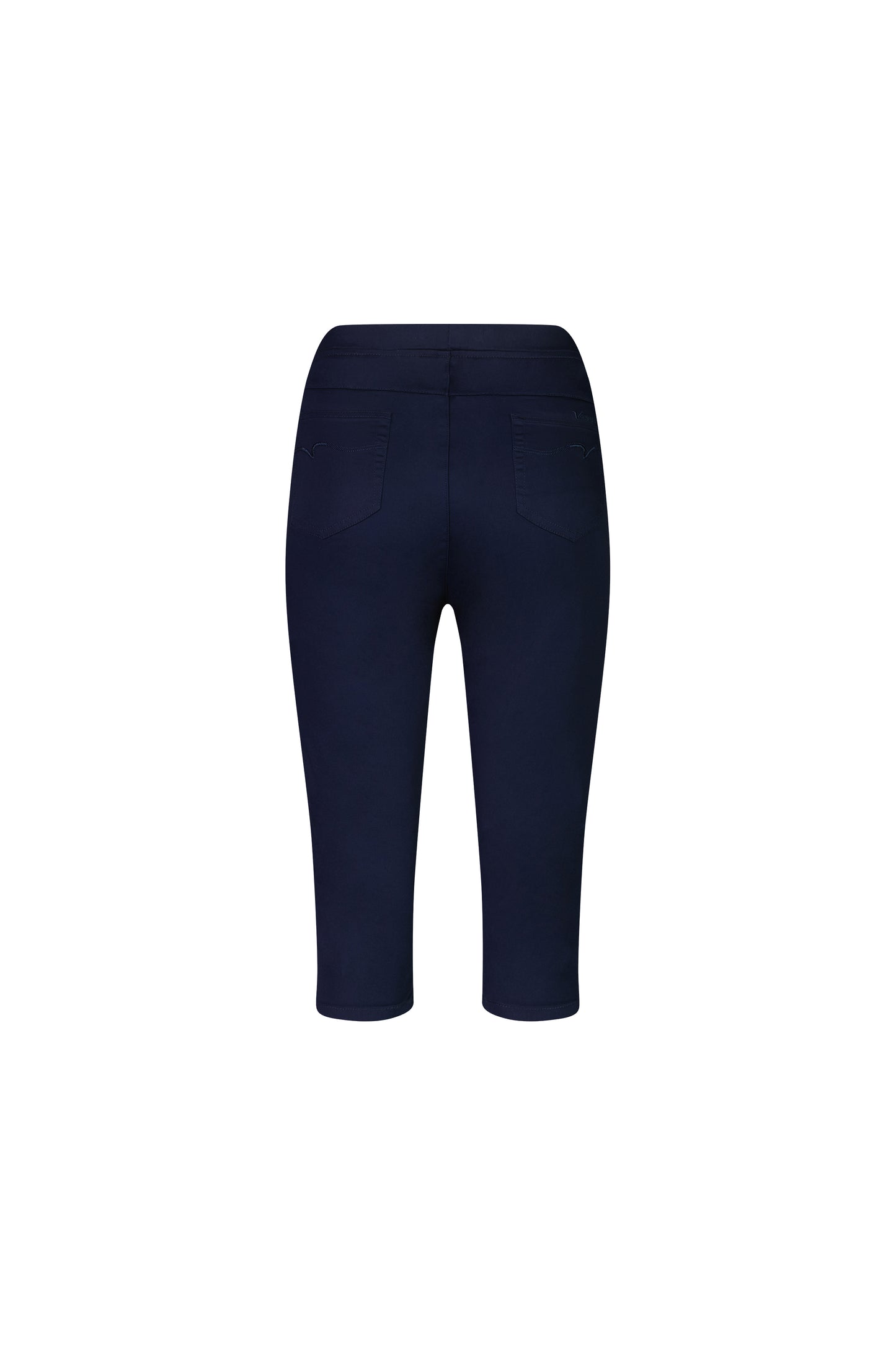 Navy Plain Skinny Leg 3/4 Length Lightweight Pull On