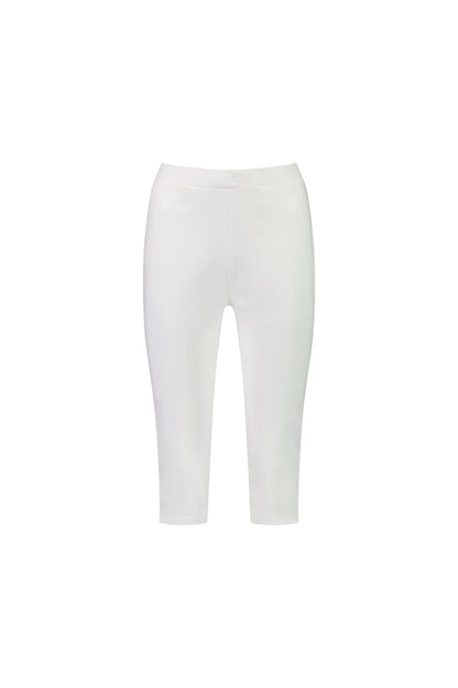 White Plain Skinny Leg 3/4 Length Lightweight Pull On