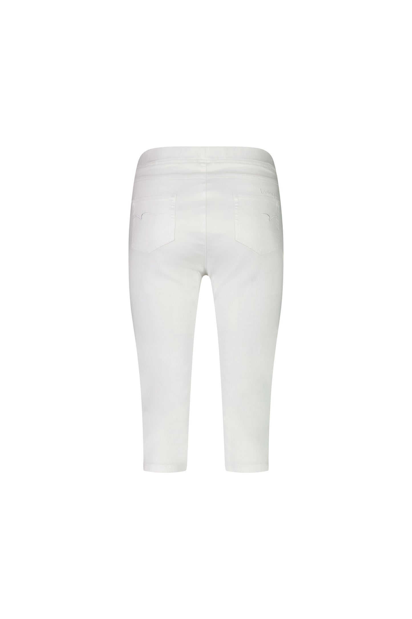 White Plain Skinny Leg 3/4 Length Lightweight Pull On