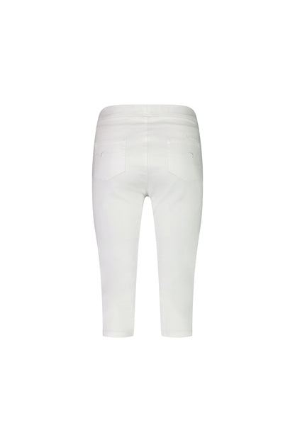 White Plain Skinny Leg 3/4 Length Lightweight Pull On