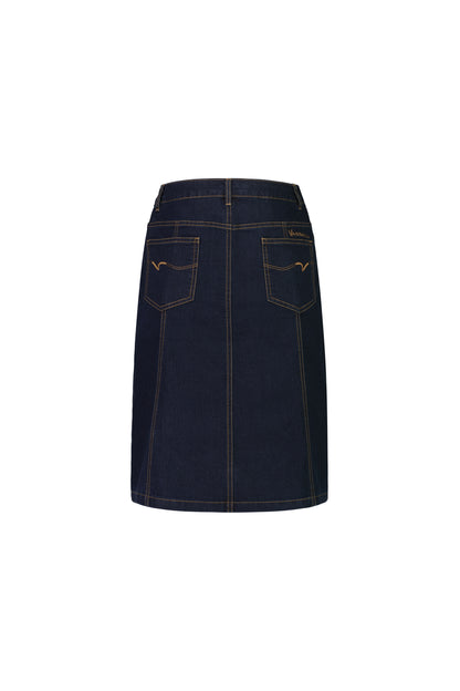 Indigo Denim Contrast Stitch Denim Skirt