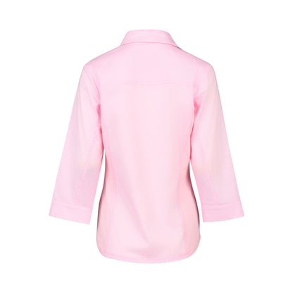 Soft Pink Plain Button Up Shirt with Rib Panels