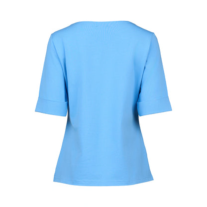 Sky Boat Neck Top with Cuffed Sleeve