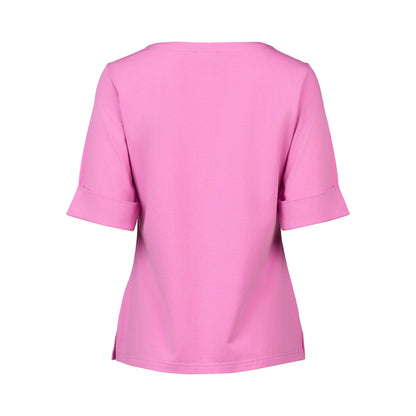 Orchid V-Neck Top with Cuffed Sleeve
