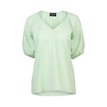 Mint Plain V Neck Top with Floaty Sleeve
