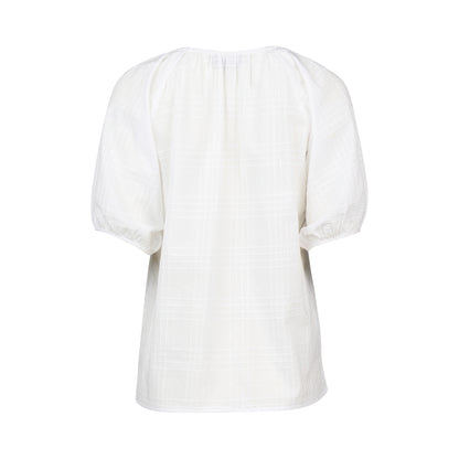White Plain V Neck Top with Floaty Sleeve
