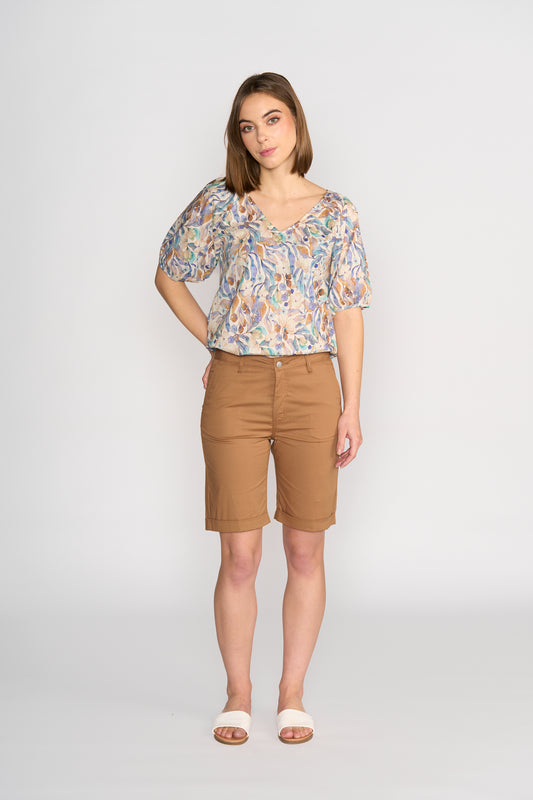 Pecan Slim Leg Above Knee Short