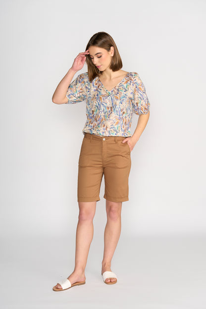 Pecan Slim Leg Above Knee Short