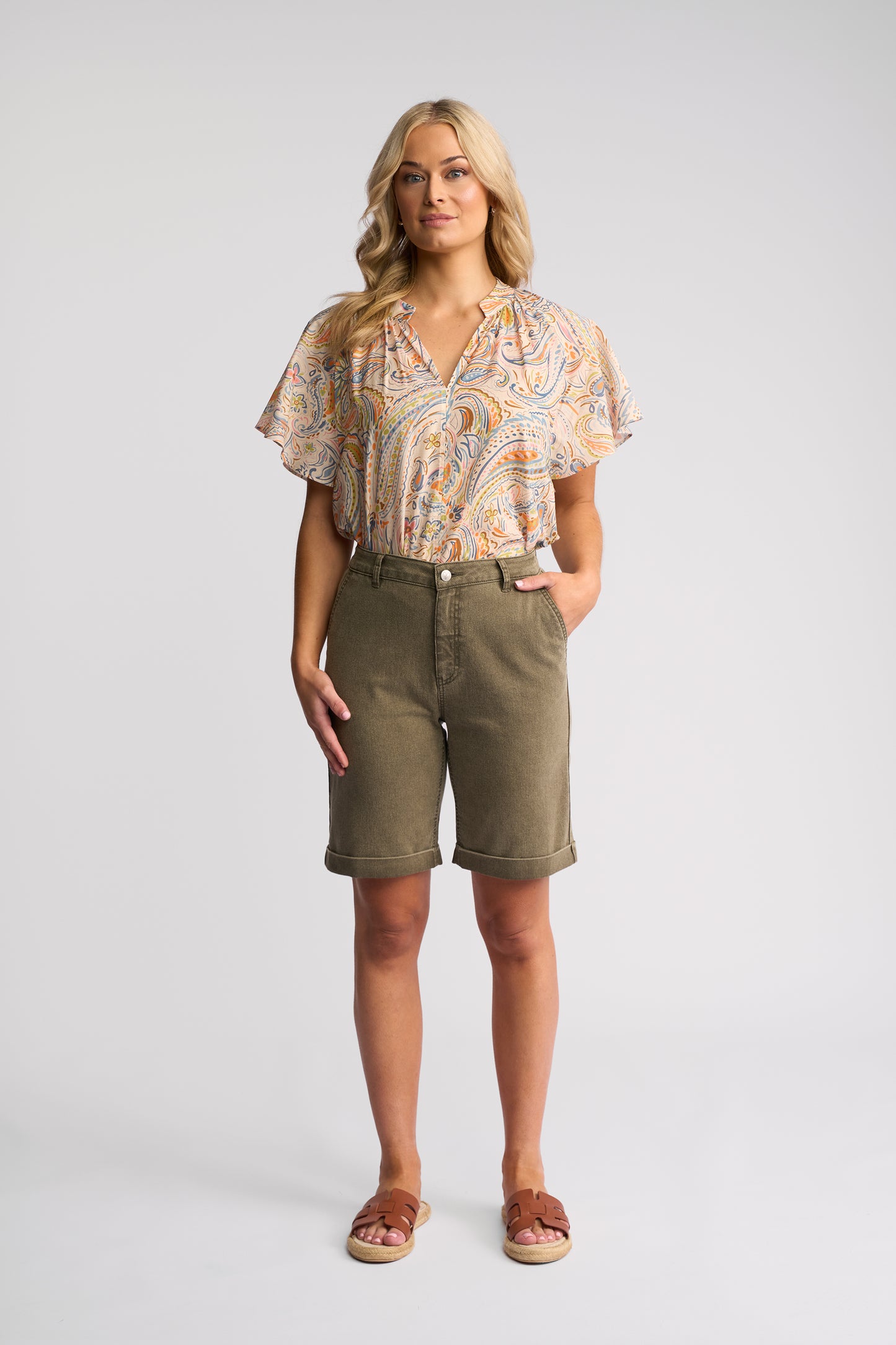 Havana Short - Sage Stripe Denim