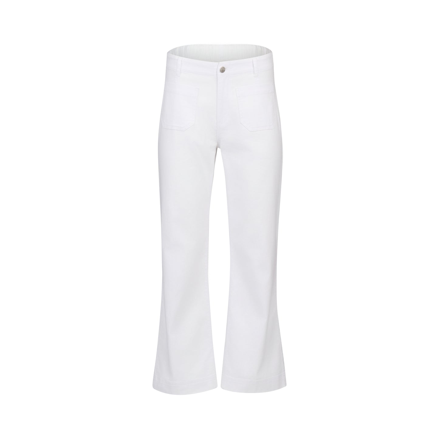 White Denim Straight Leg Ankle Grazer Jean with Front Patch Pockets