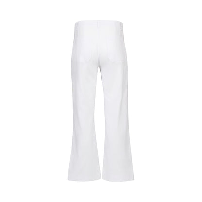 White Denim Straight Leg Ankle Grazer Jean with Front Patch Pockets