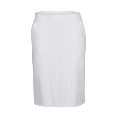 White Flat Front Pull-On Skirt