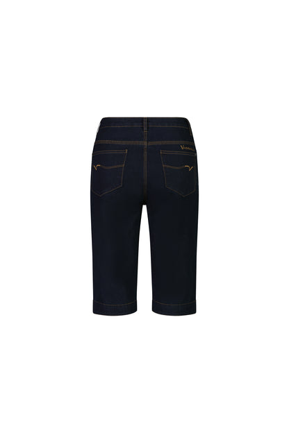 Indigo Denim Straight Leg Contrast Stitch Denim Short