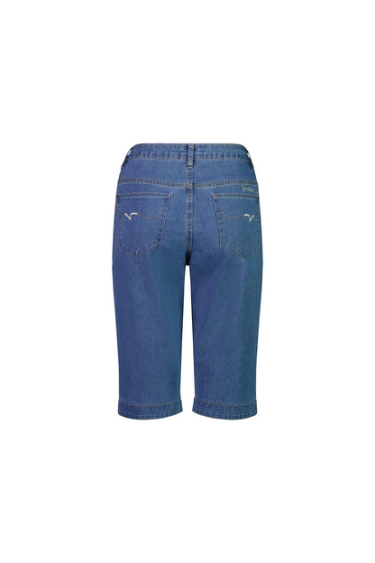 Light Denim Straight Leg Contrast Stitch Denim Short