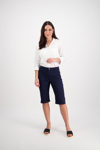 Navy Plain Lightweight Straight Leg Short