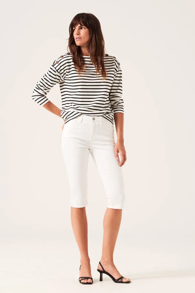Celia Slim White Denim Capri
