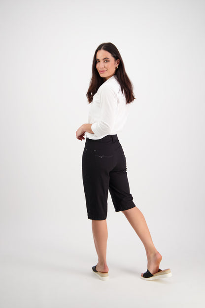 Black Poplin Straight Leg Short